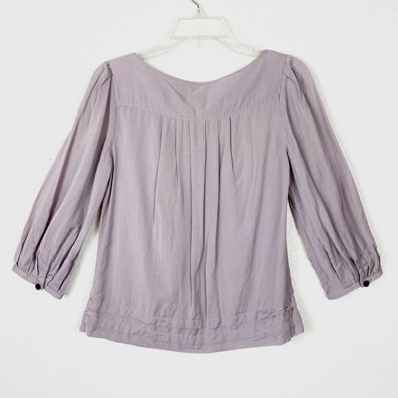 Anthropologie Mauve & Black 3/4 Sleeve Blouse - Picture 4 of 8